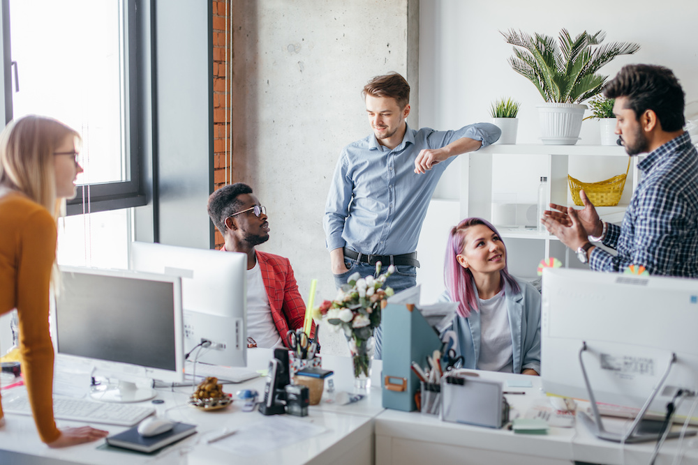 photo of a team at work